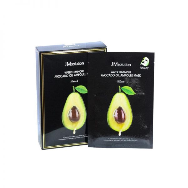 JM SOLUTION WATER LUMINOUS AVOCADO OIL AMPOULE MASK BLACK Питательная маска с маслом авокадо - картинка jm-solution-water-luminous-avocado-oil-ampoule-mask-black-35ml-600x600.jpg